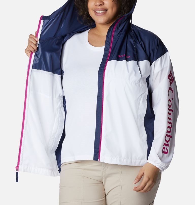 Jacheta Columbia Flash Challenger Novelty Windbreaker Dama Albi Bleumarin | Plus Size DI07Z98QM